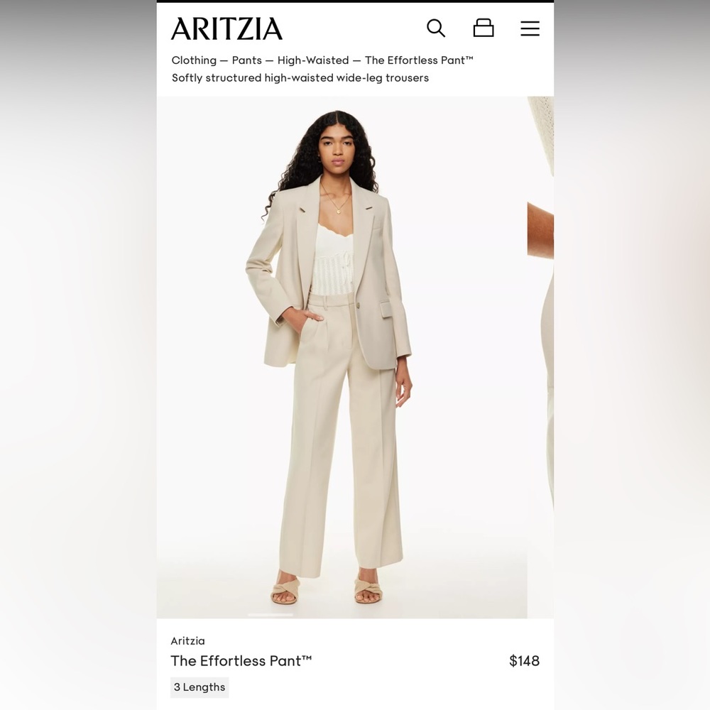 Aritzia The Effortless Pant, regular length in Birch